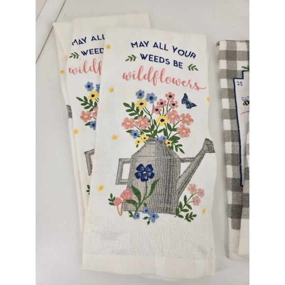 Lot of 7 Decorative Kitchen Towels – Wildflower, Plaid, Quote Patterns - Picture 3 of 6